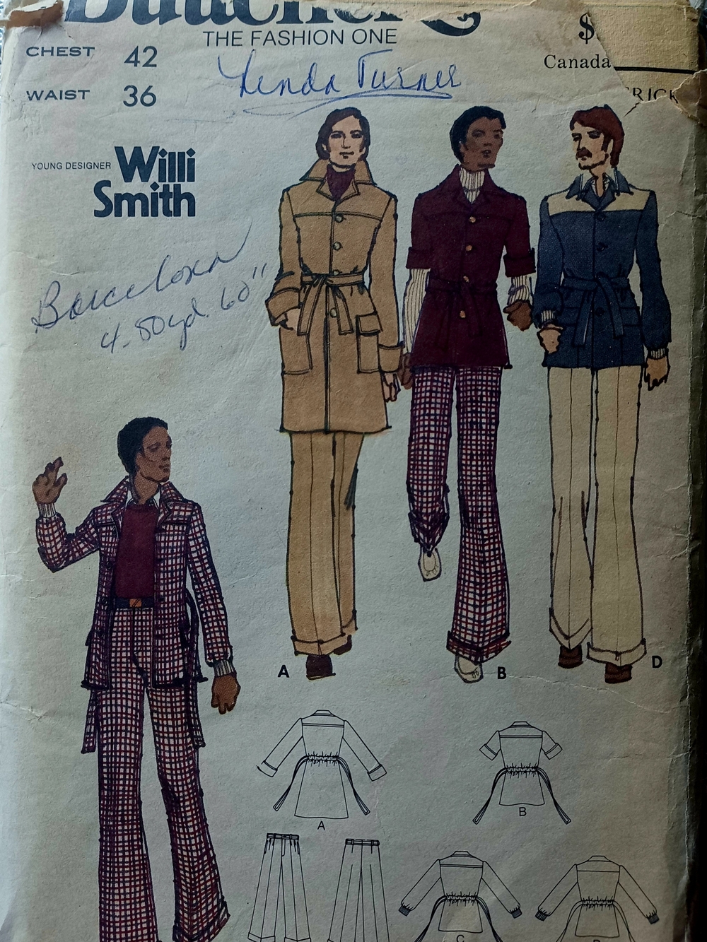 Vintage (1975) Designer Willi Smith Men's Coat, Multi Jackets and Cuffed Pants.